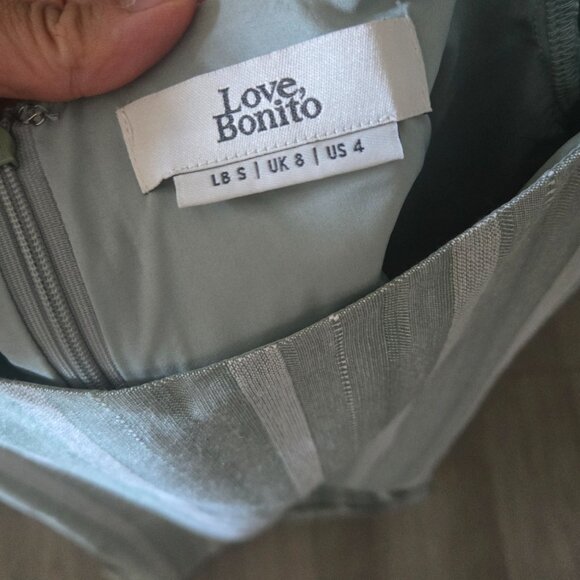 Love Bonito Raiza Striped Linen Shift Dress: Sage, Small - Picture 4 of 8